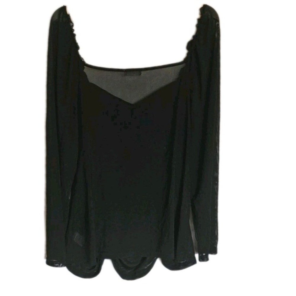 Urban Vine Peasant Blouse Size 3xl Black long sleeve Semi Sheer - Picture 2 of 8